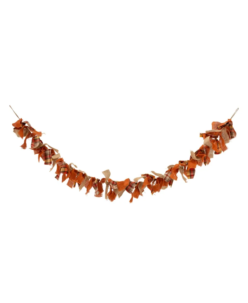 Glitzhome 6' L Fall Fabric Plaid Garland