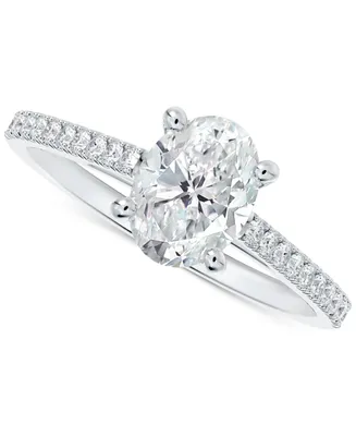 Portfolio by De Beers Forevermark Diamond Oval-Cut Cathedral Solitaire & Pave Engagement Ring (7/8 ct. t.w.) in 14k White Gold