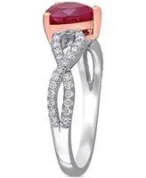 Ruby (1-3/4 ct. t.w.) & Diamond (1/4 Heart Ring 14k Rose White Gold