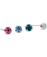 Giani Bernini 4-Pc. Set Fine Crystal Stud Earrings in Sterling Silver, Created for Macy's