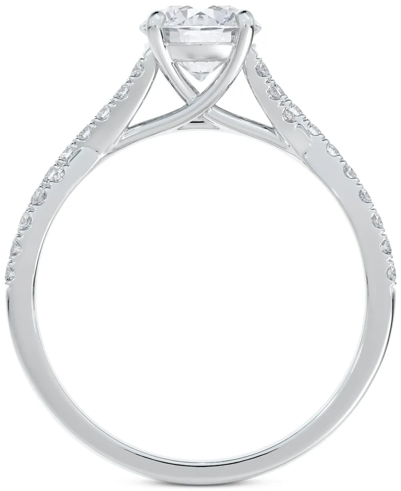 Portfolio by De Beers Forevermark Diamond Round-Cut Twisted Pave Engagement Ring (7/8 ct. t.w.) in 14k White Gold