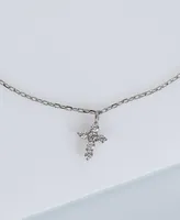 Giani Bernini Cubic Zirconia Cross Charm Ankle Bracelet in Sterling Silver, Created for Macy's