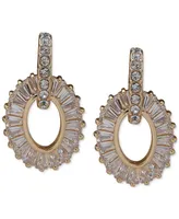 Anne Klein Gold-Tone Baguette Crystal Ring Drop Earrings