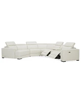 Closeout! Jenneth -Pc. Leather Sofa with 2 Power Motion Recliners and Cuddler