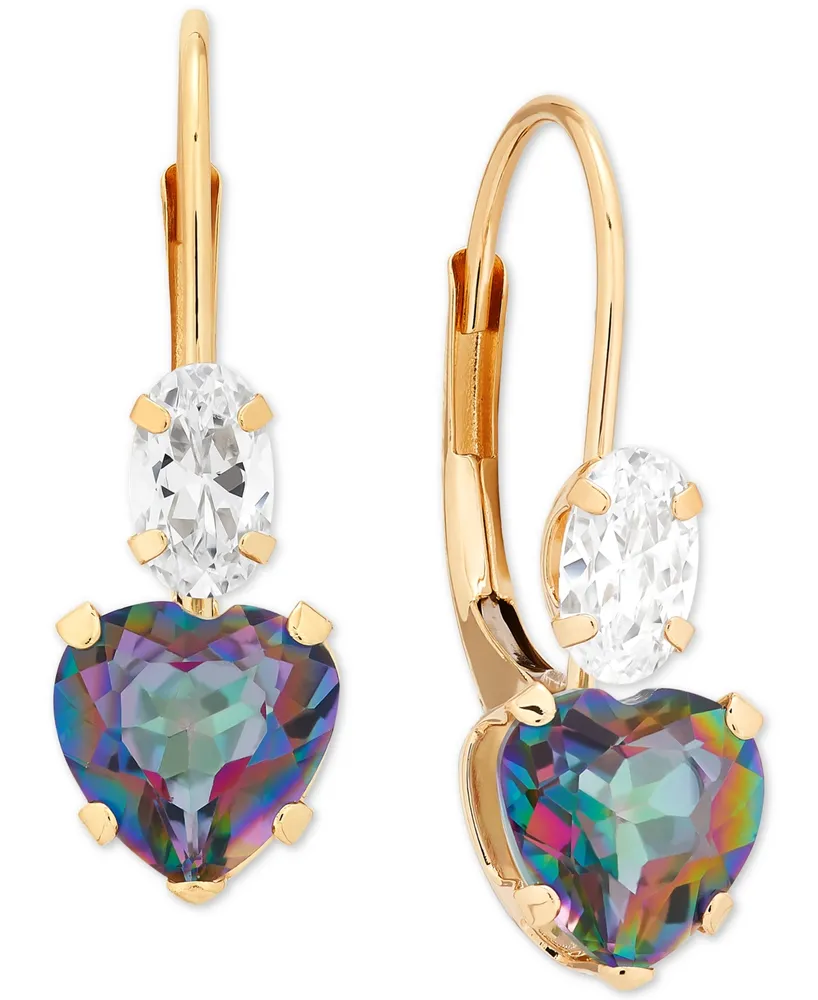 Mystic Topaz (2 ct. t.w.) & Cubic Zirconia Leverback Drop Earrings in 14k Gold