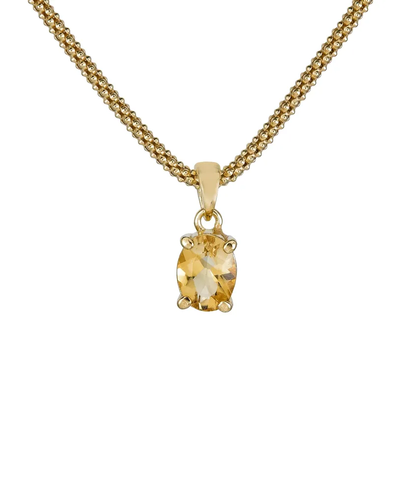 Citrine Oval Pendant Necklace (1-1/10 ct. t.w.) in 14k Gold-Plated Sterling Silver, 17" + 1-1/5" extender