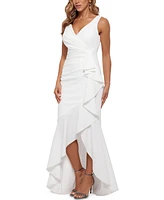 Betsy & Adam Ruffled High-Low Gown