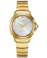 Citizen Eco-Drive Women's Ceci Diamond Accent Gold-Tone Stainless Steel Bracelet Watch 32mm