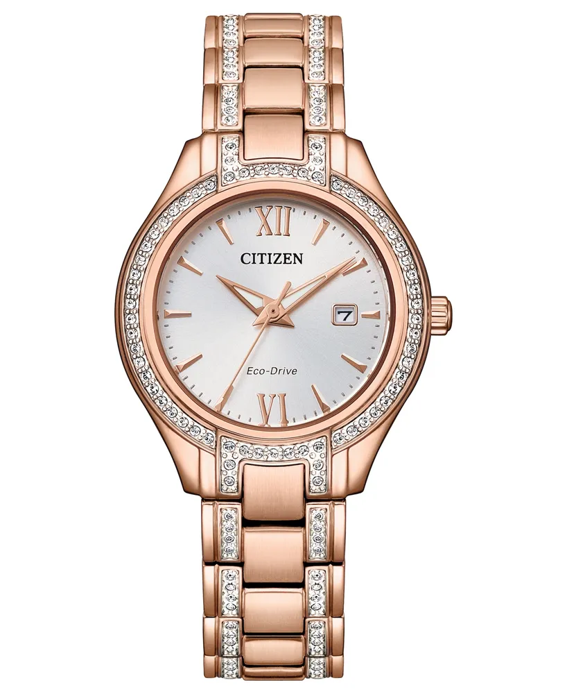 Citizen Eco-Drive Women's Silhouette Crystal Rose Gold-Tone Stainless Steel Bracelet Watch 30mm - Pink Gold