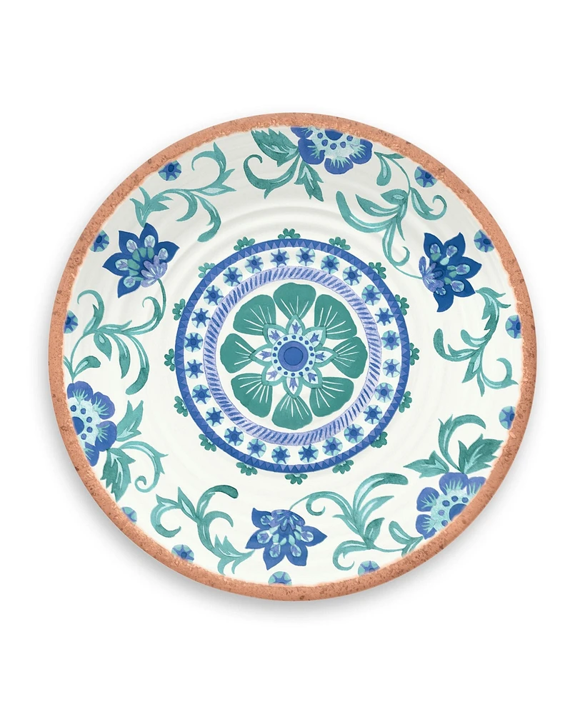 Tarhong Rio Turquoise Floral Melamine Salad Plates, Set Of 6