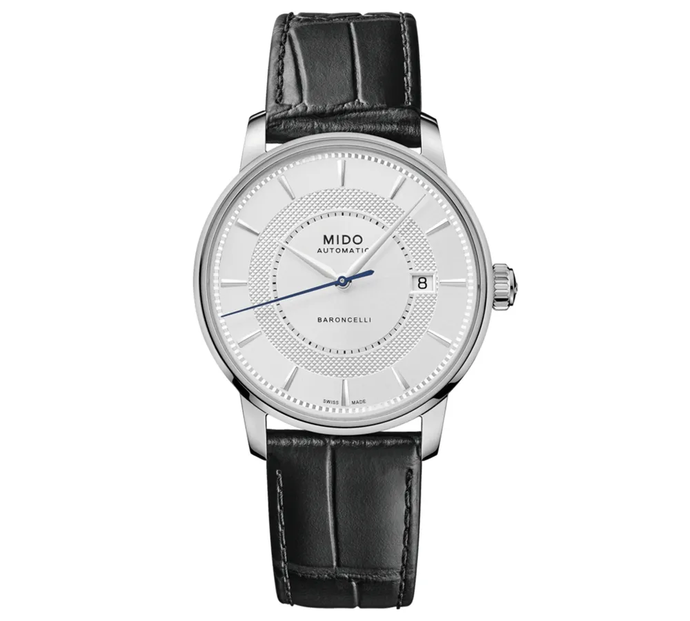 Mido Men's Swiss Automatic Baroncelli Signature Black Leather Strap 39mm