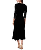 Msk V-Neck Beaded Midi Dress