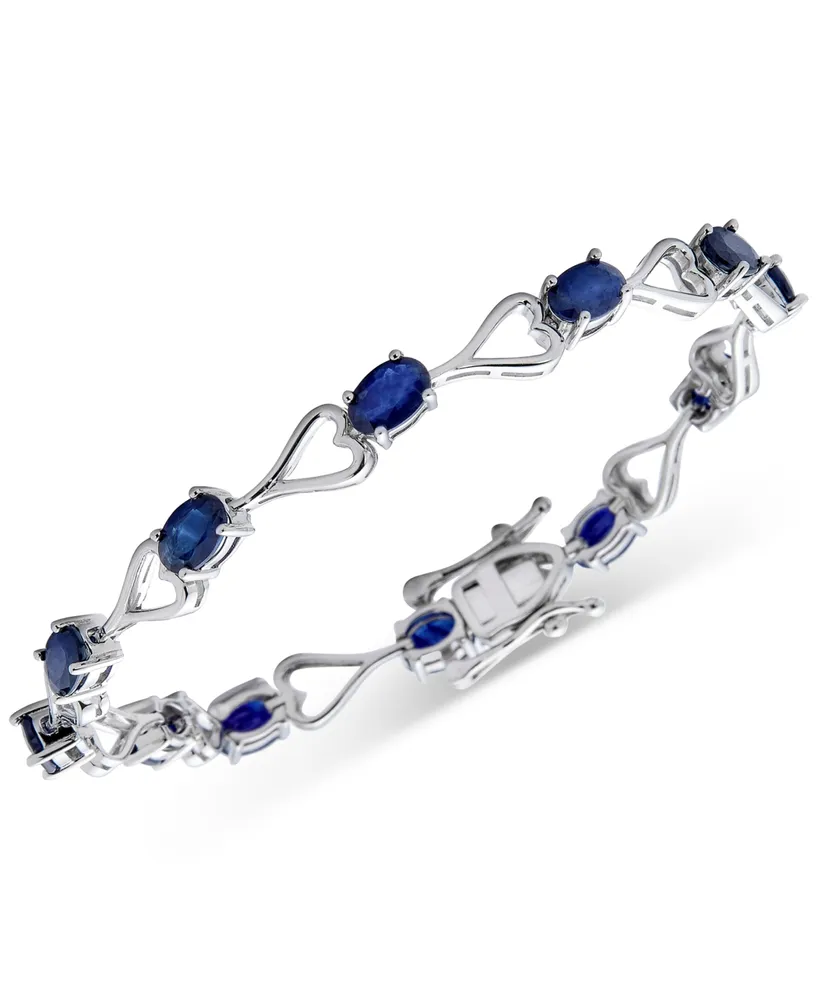 Ruby Heart Link Bracelet (6 ct. t.w.) in Sterling Silver (Also in Emerald, Tanzanite & Sapphire)