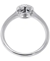 Sapphire (7/8 ct. t.w.) & Diamond (1/10 ct. t.w.) Halo Ring in 14k White Gold