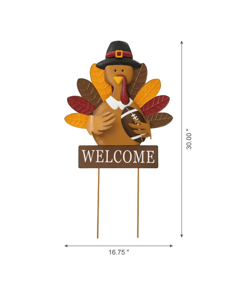 Glitzhome Thanksgiving Turkey Yard Stake or Hanging Wall Decor, 30"