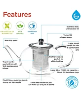 Grosche Joliette Hand Blown Glass Teapot with Stainless Steel Infuser, 42 fl oz Capacity