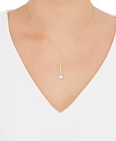 Honora Cultured Freshwater Pearl 7-7.5mm and Diamond 1/5 ct. tw. Pendant 18" Necklace 14k White Gold (Also Available Yellow or Rose