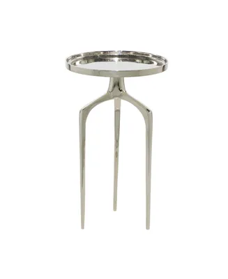 Contemporary Round Raised Edge Accent Table - Silver