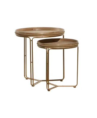 Wood Contemporary Accent Table Set, 2 Piece