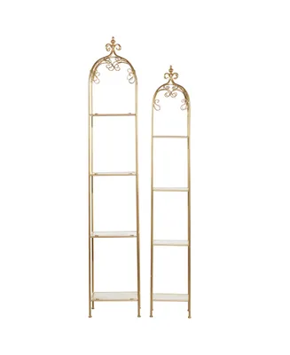 Contemporary Shelving Unit, Set of 2 - Gold