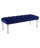 Thomas Suede Upholstered Tufted Bench with Acrylic Legs