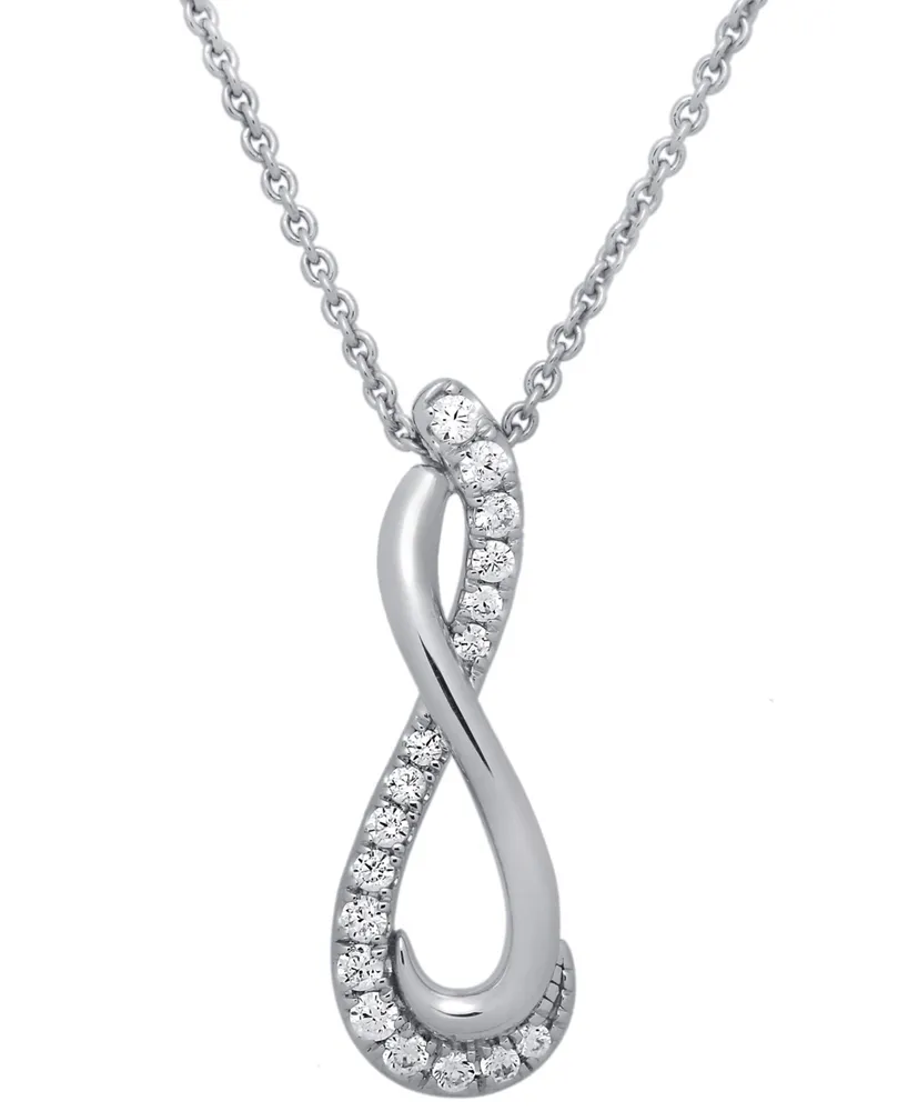 Diamond Infinity Pendant Necklace (1/5 ct. t.w.) in Sterling Silver, 16" + 2" extender