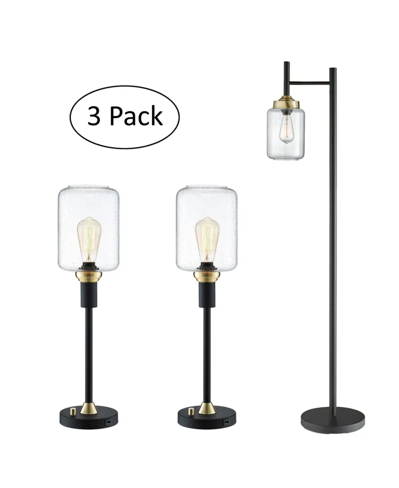 Luken Lamp Set, 3 Piece - Black, Gold