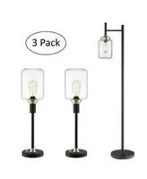 Luken Lamp Set, 3 Piece - Black, Gold