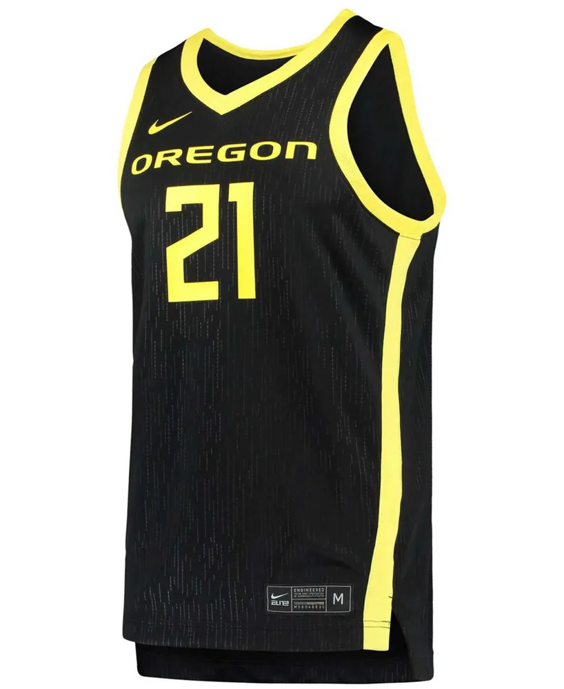 Men's #21 Black Oregon Ducks Team Replica Basketball Jersey