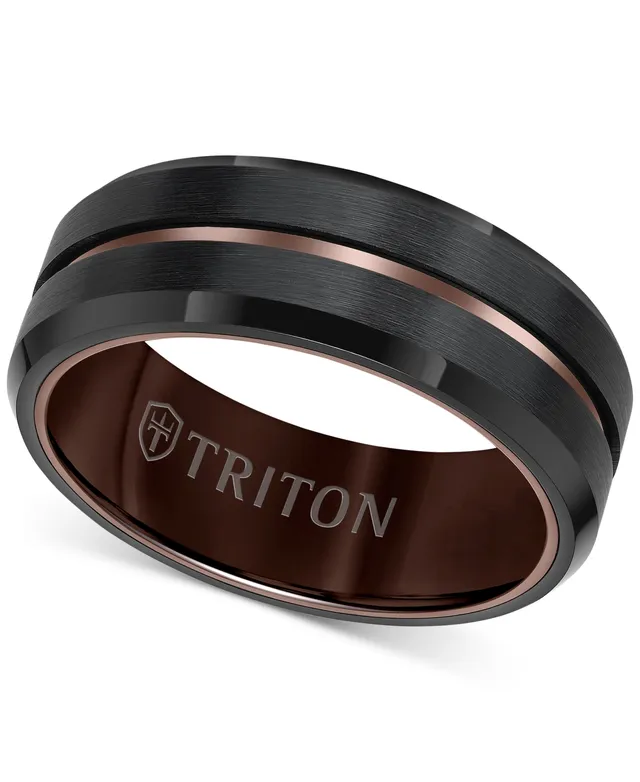 Triton Men's Stainless Steel Ring, Smooth Comfort Fit Wedding Band - Steel