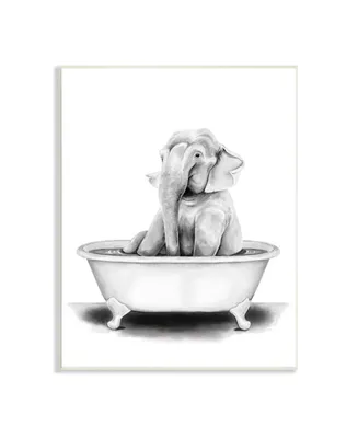 Stupell Industries Elephant in a Tub Funny Animal Bathroom Drawing Wall Plaque Art, 13" x 19" - Multi