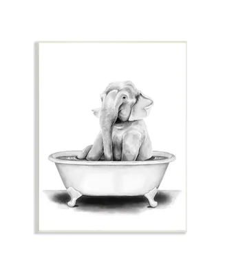 Stupell Industries Elephant in a Tub Funny Animal Bathroom Drawing Wall Plaque Art, 13" x 19"