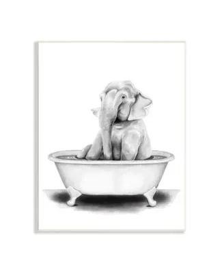 Stupell Industries Elephant In A Tub Funny Animal Bathroom Drawing Wall Plaque Art Collection