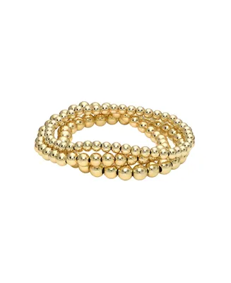 Bead Stack 14K Yellow Gold Plated Sterling Silver Bracelet Set of 3
