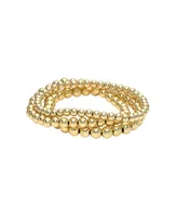 Bead Stack 14K Yellow Gold Plated Sterling Silver Bracelet Set of 3