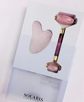 Solaris Laboratories Ny Rose Quartz Dermal Roller and Gua Sha 2 Piece Set