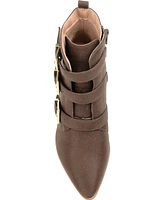 Journee Collection Women's Winsley Buckle Strap Stacked Block Heel Booties