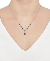 Sapphire (2 ct. t.w.) & Diamond (1/10 ct. t.w.) 17" Lariat Necklace in Sterling Silver