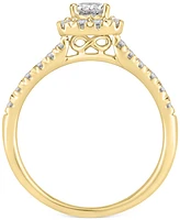 Diamond Princess Halo Bridal Set (1 ct. t.w.) 14k White or Yellow Gold