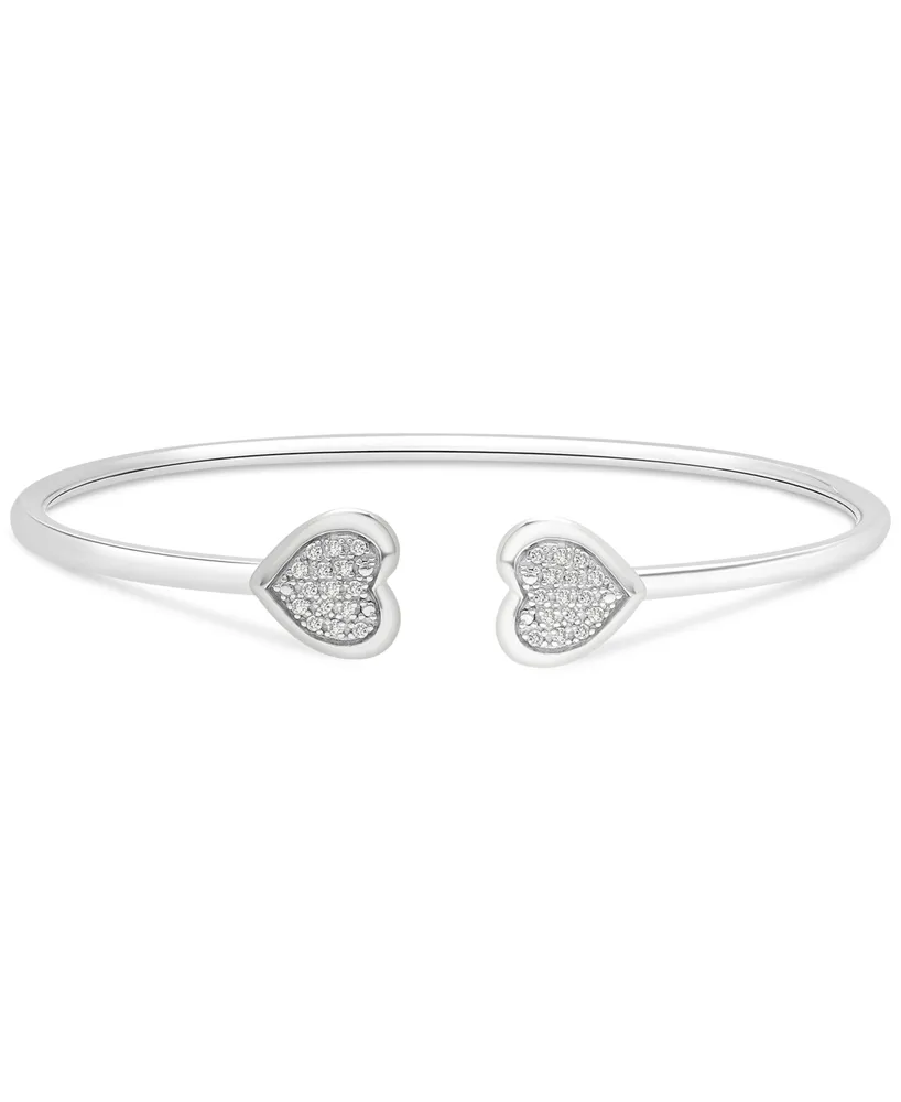 Diamond Heart Cluster Flex Bangle Bracelet (1/6 ct. t.w.) in Sterling Silver