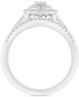 Diamond Cushion Halo Twist Bridal Set (5/8 ct. t.w.) in 14k White Gold