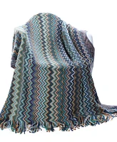 Happycare Textiles Multi-Color Chevron Pattern Throw, 60" x 50"