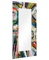 Rock Star I" Rectangular Beveled Mirror on Free Floating Printed Tempered Art Glass.
