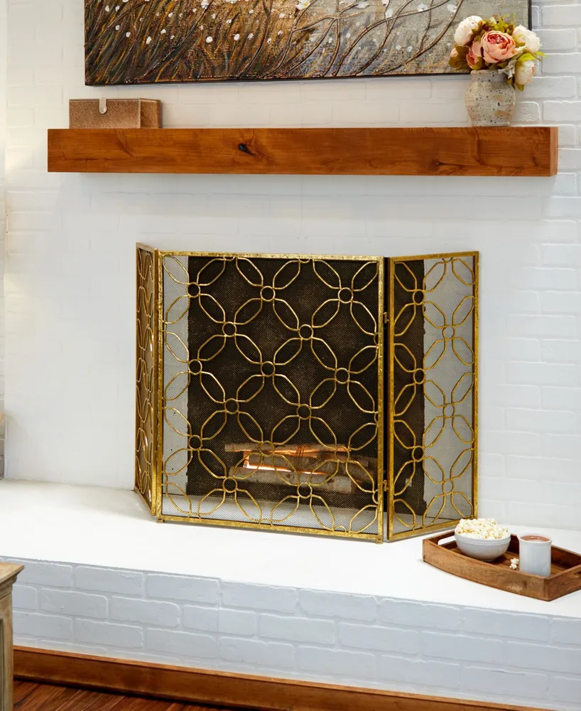 Contemporary Fireplace Screen - Gold