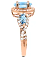 Aquamarine (1-1/2 ct. t.w.) Diamond (1/2 ct. t.w.) Ring in 14K Rose Gold