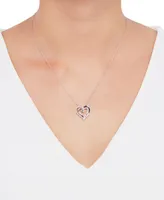 Diamond Double Heart 18" Pendant Necklace (1/4 ct. t.w.) in Sterling Silver