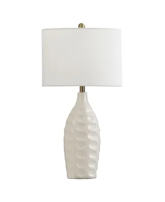 Large Round Transitional Dimpled Molded Table Lamp