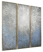 Empire Art Direct Silver Ice 3-Piece Textured Metallic Hand Painted Wall Art Set by Martin Edwards, 60" x 20" x 1.5"