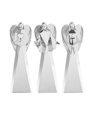 Mini Angel Figurines - Faith, Love and Peace, Set of 3 - Silver