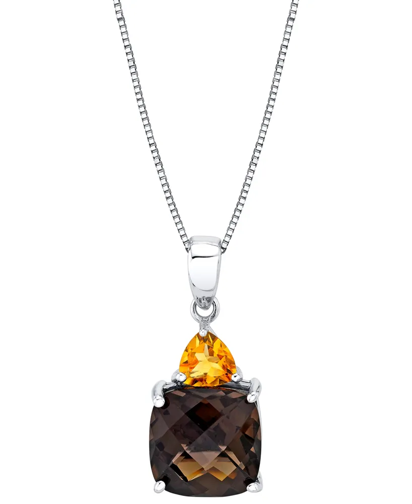 Smoky Quartz (4-1/5 ct. t.w.) & Citrine (3/8 ct. t.w.) 18" Pendant Necklace in Sterling Silver